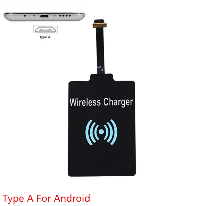 qi wireless charger receiver for iphone7 6 6s 5s 7 plus universal wireless charging receiver module for type c micro usb phone free global shipping