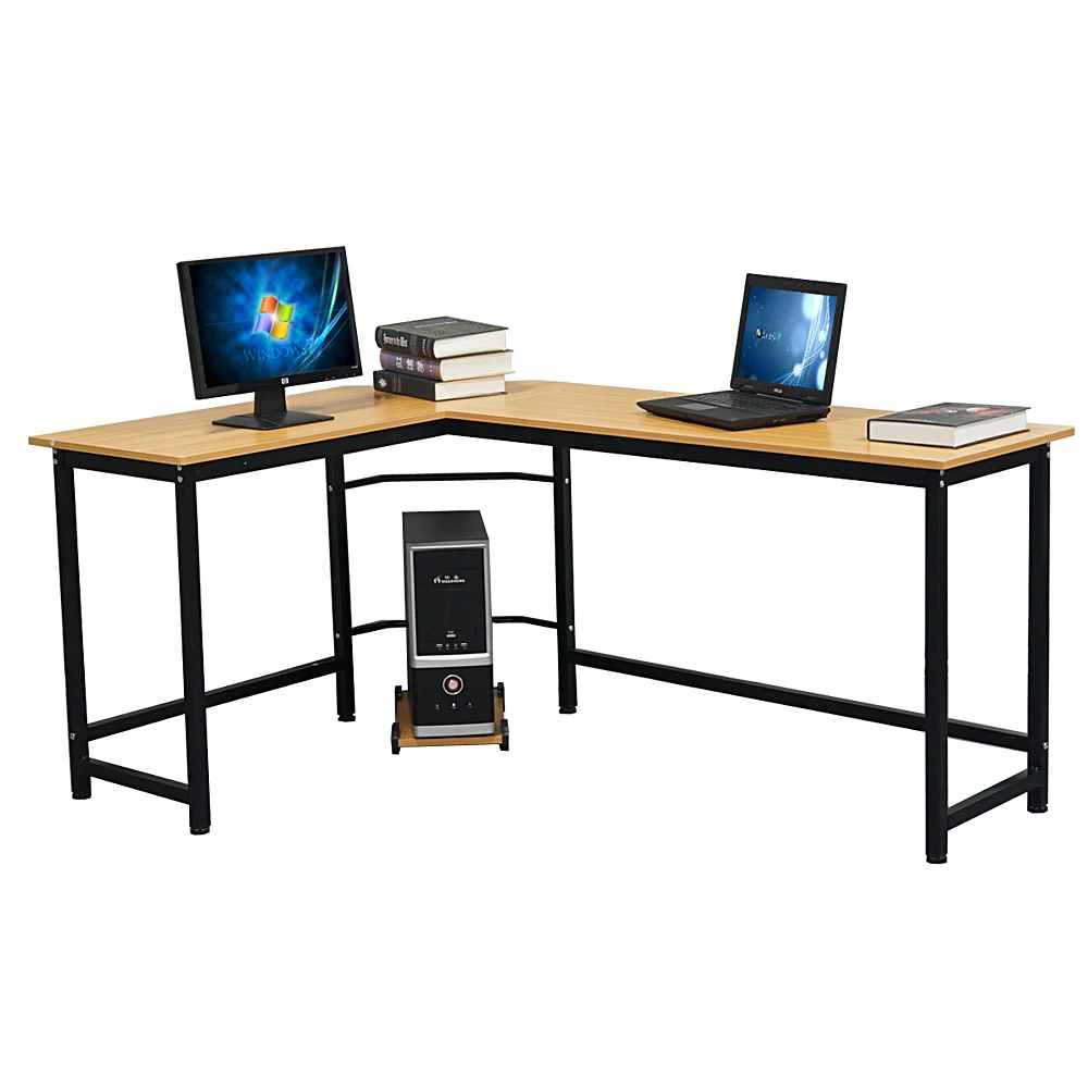 Two Colors L-ShapedL-Shaped Desktop Computer Desk  Computer Table PC Desk Rotating Corner Desk & Modern Office Study Workstation
