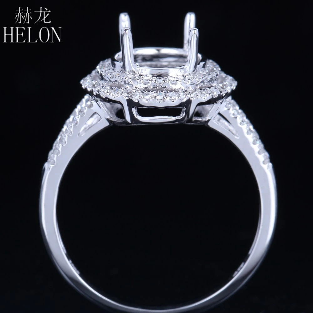 

HELON Sterling Silver 925 Pave Real 0.3ct Natural Diamonds Women Classic Fine Jewelry Semi Mount Ring Setting Fit Oval Cut 9X8MM