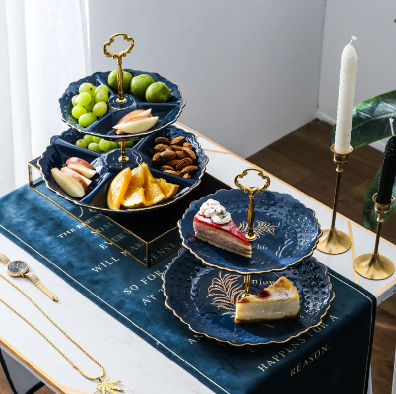 Креативная легкая Роскошная двухслойная керамическая тарелка домашняя гостиная