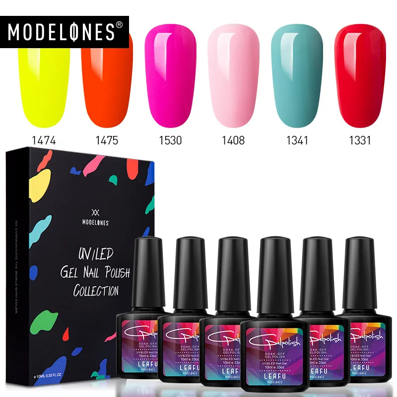 Modelones 6 шт./лот Кофе Цвет серии светодиодный Гель лак для ногтей искусство Лаки