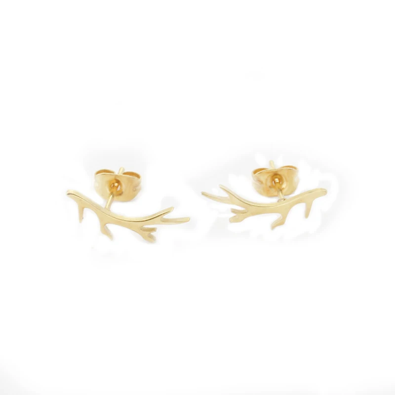 Минимализм олень рога лося серьги гвоздики из нержавеющей стали ювелирные