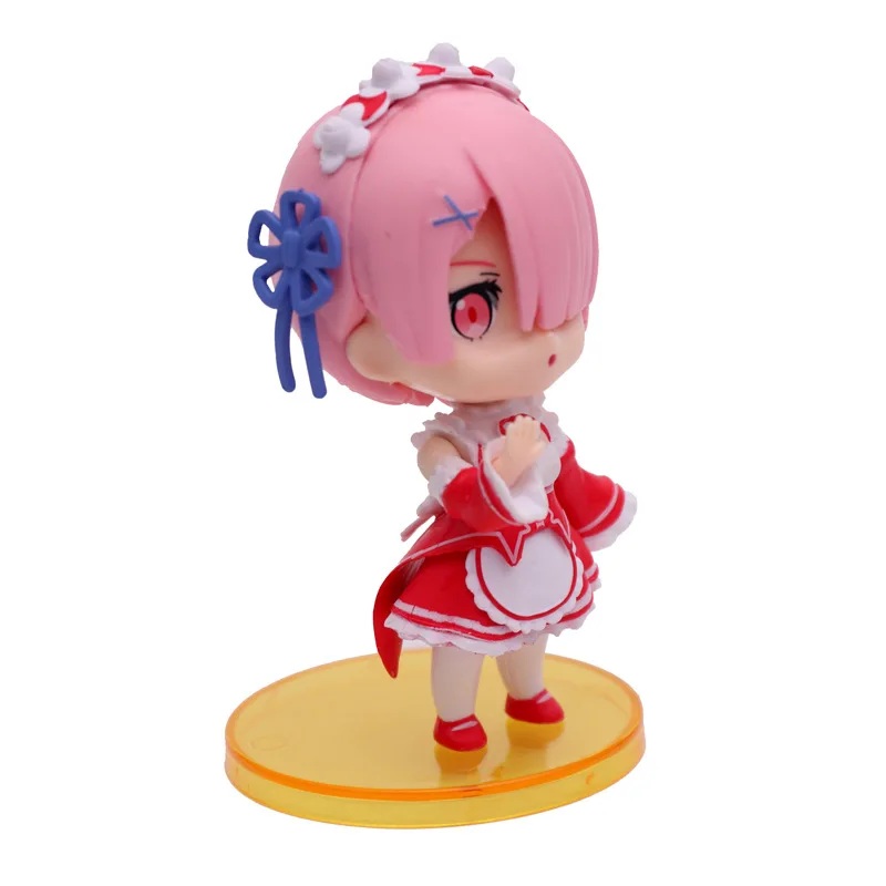6 Per Group Re: Life In A Different World From Zero Ram Q Version Rem Kimono And Maid Outfit Model Dolls Toy Gift Girl  PVC images - 6