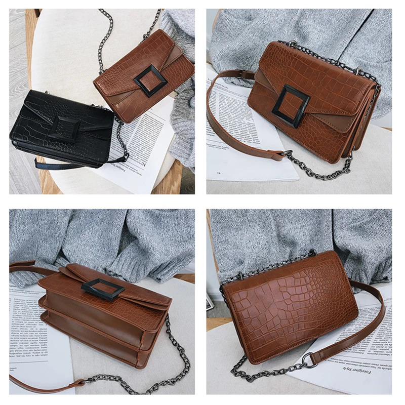 YBYT модные с каменным узором ПУ кожа сумки через плечо для женщин на цепочке