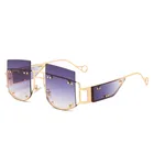 Солнцезащитные очки оверсайз без оправы для мужчин и женщин, трендовые винтажные брендовые дизайнерские солнечные очки