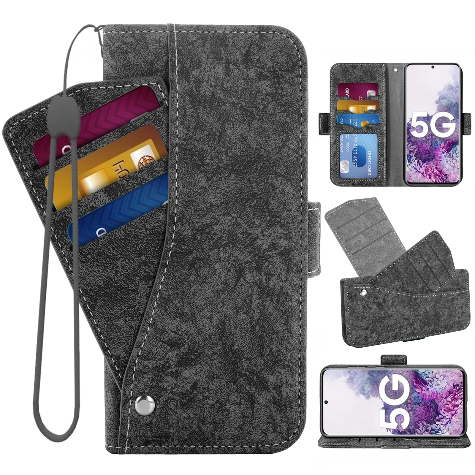 Flip Cover Leather Wallet Case For Samsung Galaxy S21 Ultra S20 FE 5G S10 Lite S10e S9 S8 Plus S7 Active S6 Edge Phone Cases
