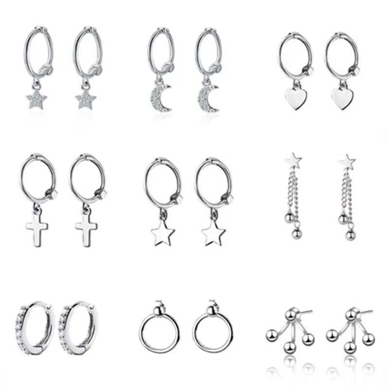 

Серьги-капли с крестиком из стерлингового серебра 925 пробы в форме сердца для женщин и девочек, Висячие серьги для женщин moda 2019