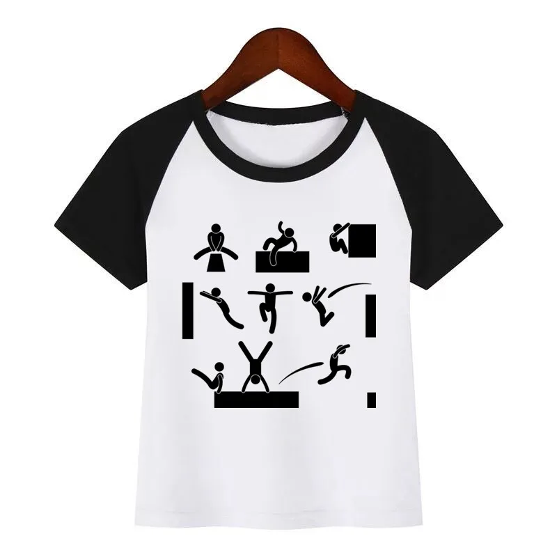 Футболка с принтом сделай сам для мальчиков и девочек Evolution of Parkour Born To Jump забавная