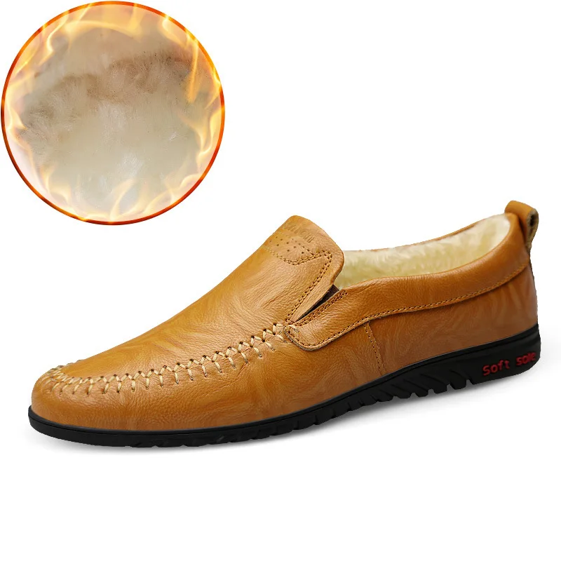 Yellow Shoes Merkmak/Новое поступление; блестящая теплая Повседневная обувь; модные мужские мокасины для вождения; слипоны; зимние лоферы; мужская обувь на плоской подошве; большие размеры - Цвет: Yellow Shoes