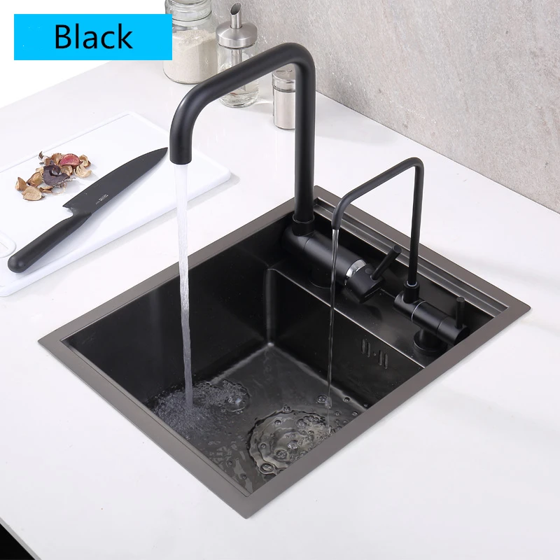 304 Stainless Steel Hidden Kitchen Sink Undermount Single Slot Nakashima Bar Counter Small Basin Black Balcony Invisible | Обустройство