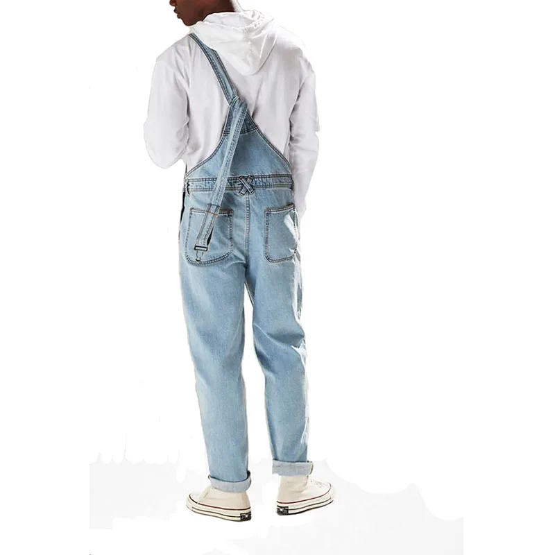 KIOVNO Men's Fashion Casual Jeans Jumpsuits Front Pockets High Street Denim Bib Overalls Male Streetwear Pants Washed Sie S-3XL | Мужская