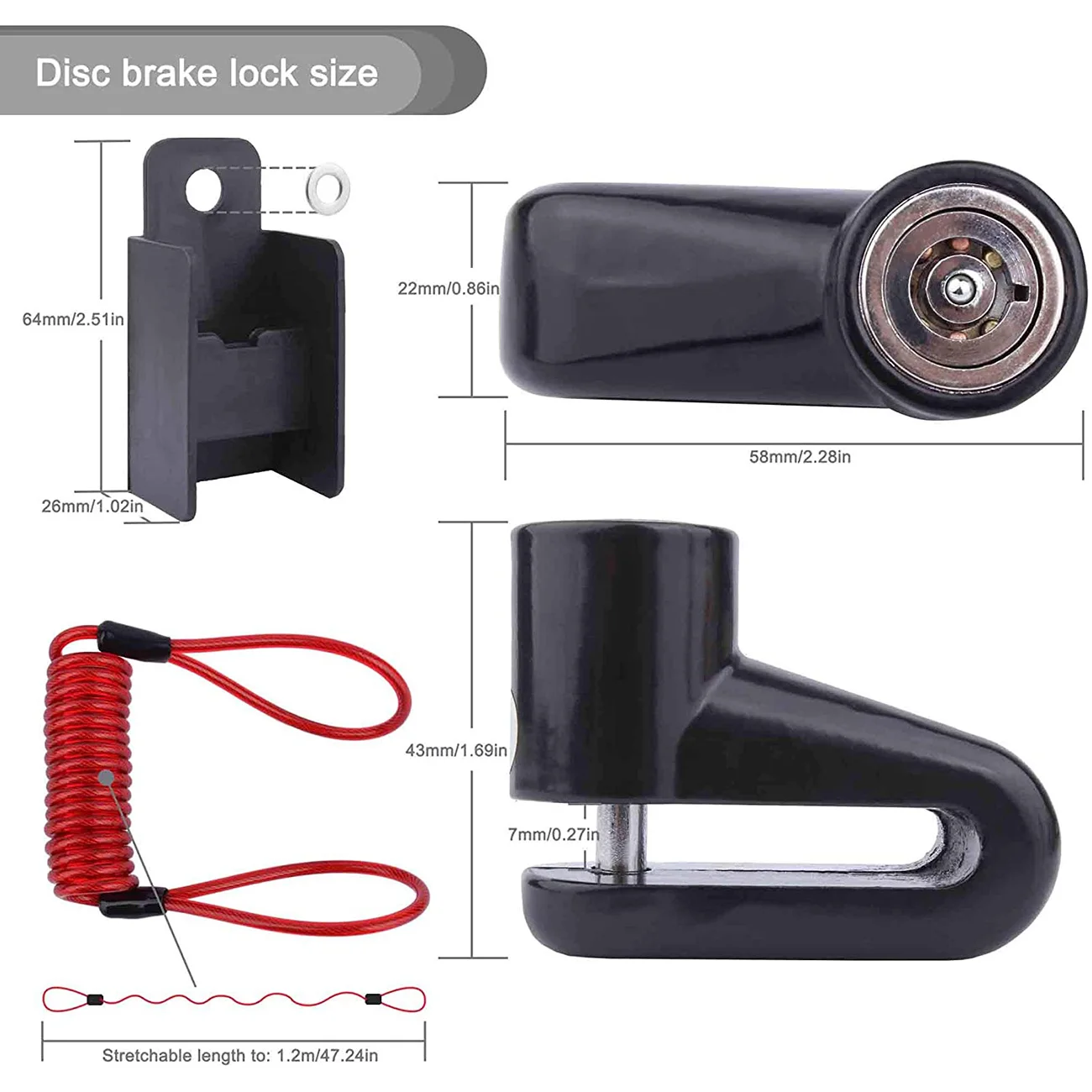 

New Anti-Theft Lock Electric Scooter Wheels Disc Brakes Lock With Steel Wire Cycling MTB Bike Metal Disc Lock