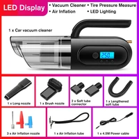 4 in 1 car vacuum cleaner usb rechargeable house cleaning sweeper air pump tire pressure monitoring led light digital display