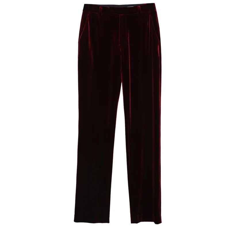 

2021 New Arrival Summer Womens Casual Trousers Fashion Velvet Female High Waist Trousers Slim Fit Straight Pantalones De Mujer