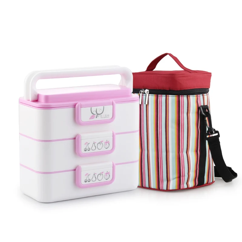 3 Layer Pink-Bag Для детей 1, 2, 3, 4, Слои микроволновая печь коробка японских Стиль бенто ланч бокс белый стильная футболка с изображением персонажей видеоигр девочки; Дети взрослых большой Ланчбокс школы обед контейнеры - Цвет: 3 Layer Pink-Bag