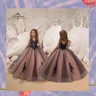 FATAPAESE кружевное Тюлевое платье с цветочным рисунком для девушек, официальное платье для подружки невесты Вечерние вечеринки, свадьбы, конкурса, дня рождения, фотосессии, Рождественская пачка, Халат