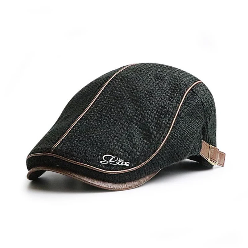 [JAMONT], высококачественный брендовый вязаный берет, Casquette Homme, кожаная плоская кепка для мужчин, Boina Hombre, Кепка с козырьком, Planas Snap - Цвет: As shown