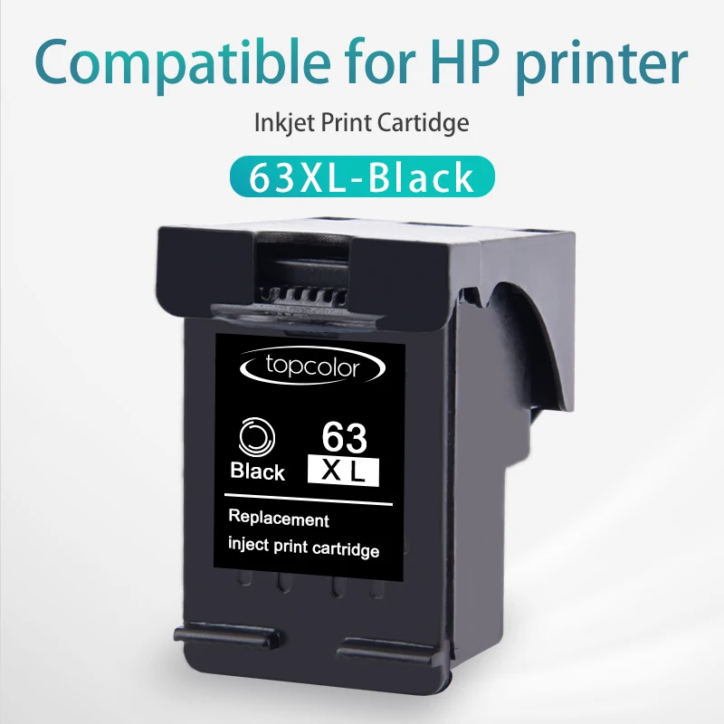 Topcolor 63XL Черный чернильный картридж совместимый для принтера HP 63 hp XL Deskjet 2132 Office 4620