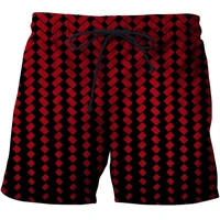 red plaid 3d print summer beach shorts masculino men board shorts anime short plage casual quick dry streetwear vacation