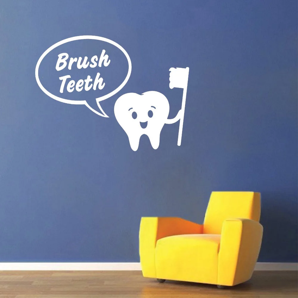 Щетка Зубы Виниловая наклейка для ванной простой милый забавный в стиле