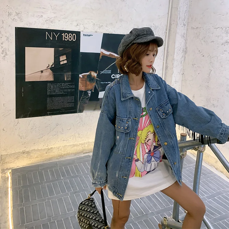 2021 Сезон весна осень Женская обувь с кисточками джинсовая ткань жакеты вышитые