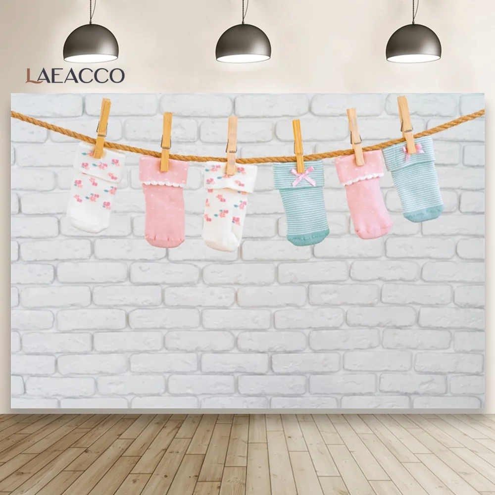 

Фон Laeacco для фотосъемки новорожденных с изображением серой кирпичной стены цветные носки