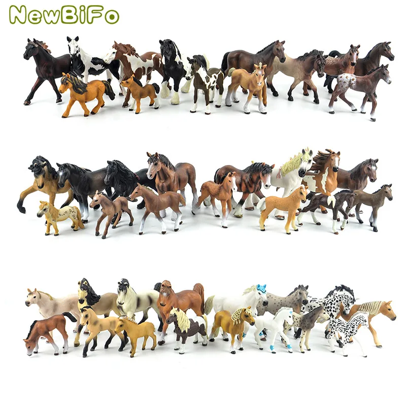 C 30pcs different NewBiFo Дикая жизнь зоопарк ферма фигурки животных фермер заводчик Кукольный дом стабильный наборы лошадь игрушки Детский подарок - Цвет: C 30pcs different