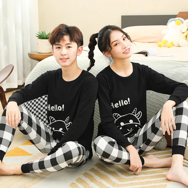 Conjuntos de pijamas de manga larga para beb&eacute;s, pijamas de algod&oacute;n para adolescentes, ropa de casa, 2 uds.-1