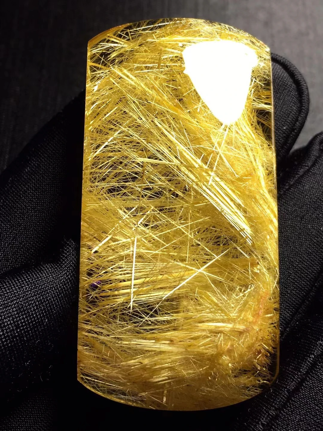 

Natural Gold Rutilated Quartz Rectangle Pendant Necklace Brazil 54.3*26.8*13.5mm Wealthy Stone Women Men Jewelry AAAAAAA