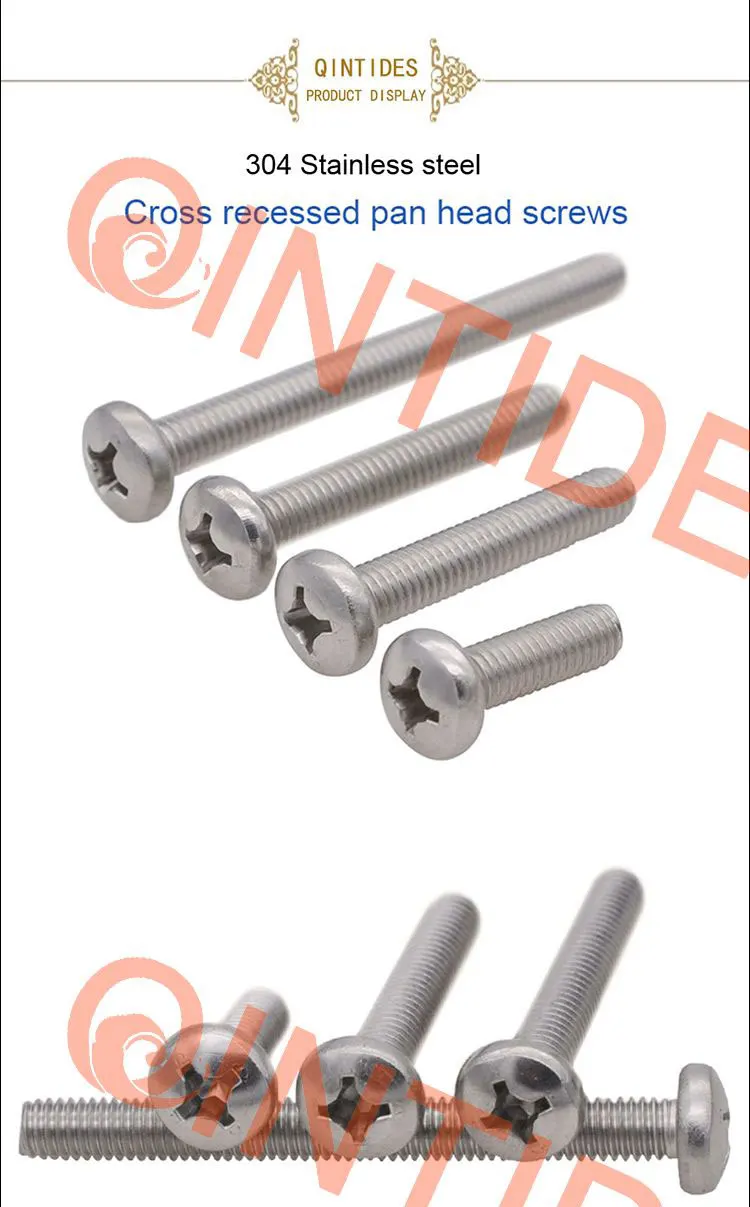 QINTIDES M1 M1.2 M1.4 M1.6 Cross recessed pan head screws 304 stainless steel round head screw machine screw