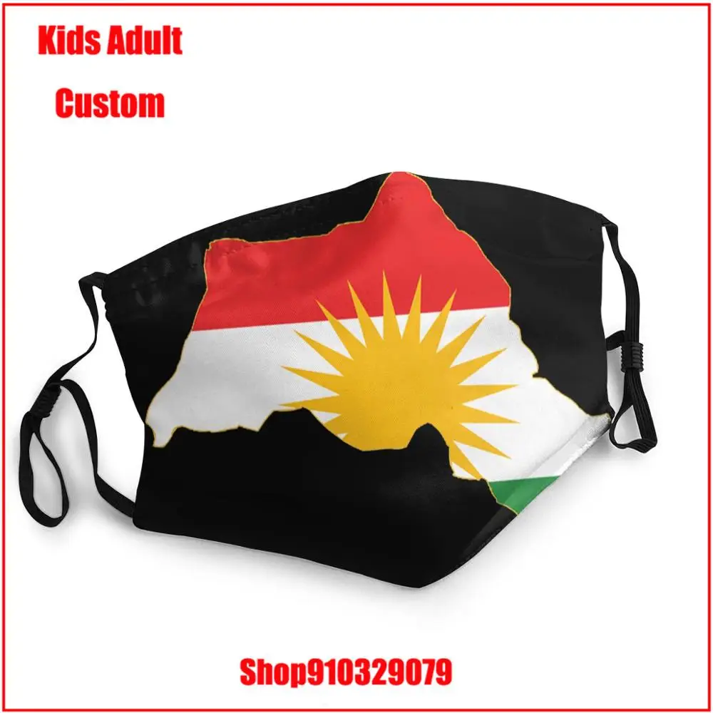 Маска для рта с принтом флага Курдистана дизайнерские регулируемые