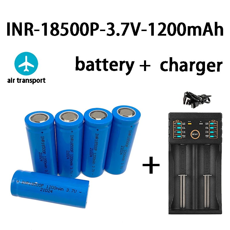 

Литий-ионный перезаряжаемый аккумулятор 18500 3,7 в, 1200 мА/ч, для мощсветильник вспышки, специальная светильник ковая литиевая батарея + зарядно...