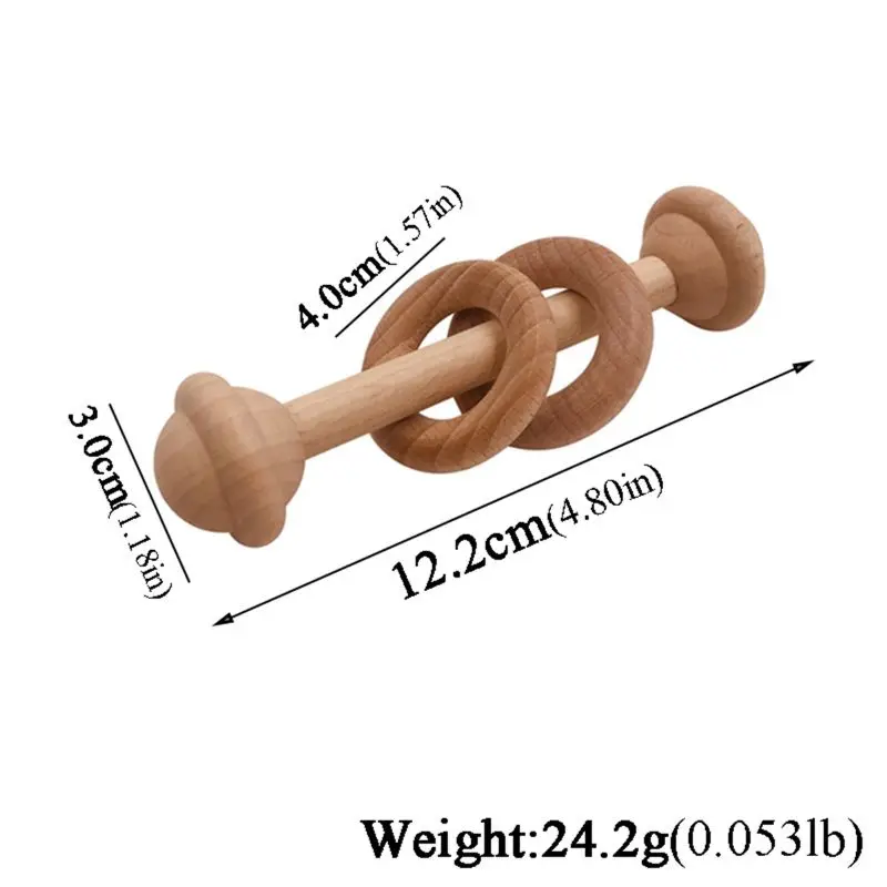 

Food Grade Wooden Teether Baby Rattles Montessori Toys Newborn Shower Gift Toddler Teething Ring