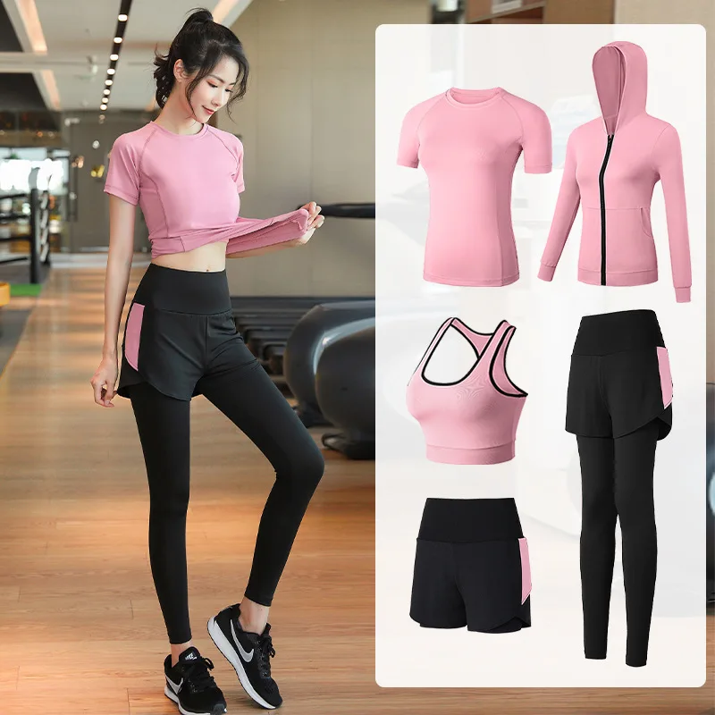 New Tracksuit Women Yoga Suit 5pcs Fitness Gym Set Breathable Running Outdoor Jogging Outfit Sportwear Leisure Sport Wear Female | Спорт и