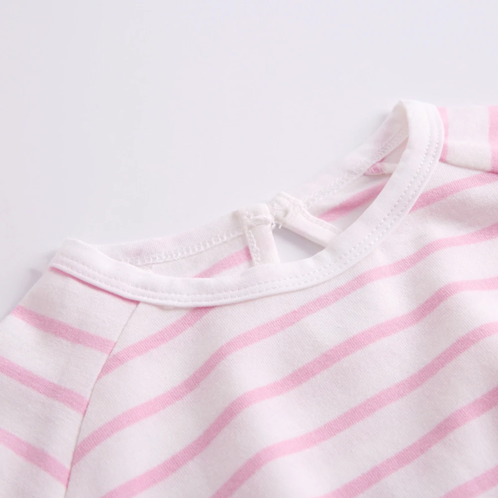 Infants 2019 Autumn Long Sleeve Sweet 100% Cotton Black White Pink Striped Bodysuit Baby+Rabbit Ear Hat Baby Girl | Мать и ребенок