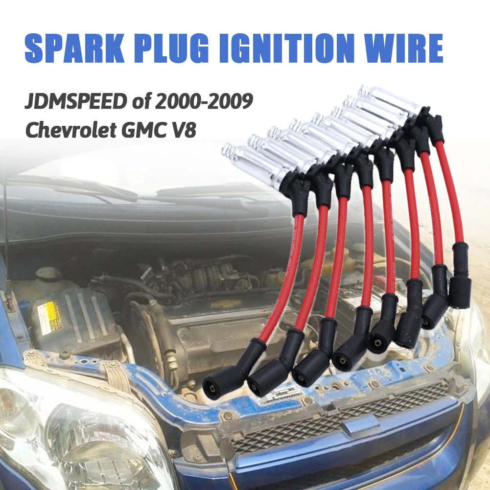 

8pcs Car Engine Spark Plug Ignition Wire Kit Replacement Ignition Cable for Chevrolet GMC V8 2000-2009 Auto Accessories