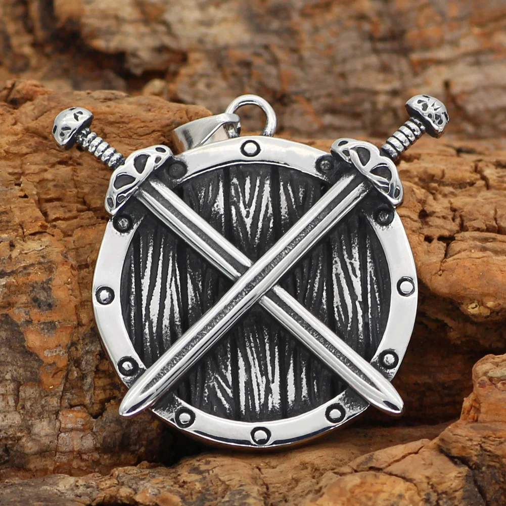 Мужской скандинавский Викинг щит меч талисман ожерелье с дизайном Руна