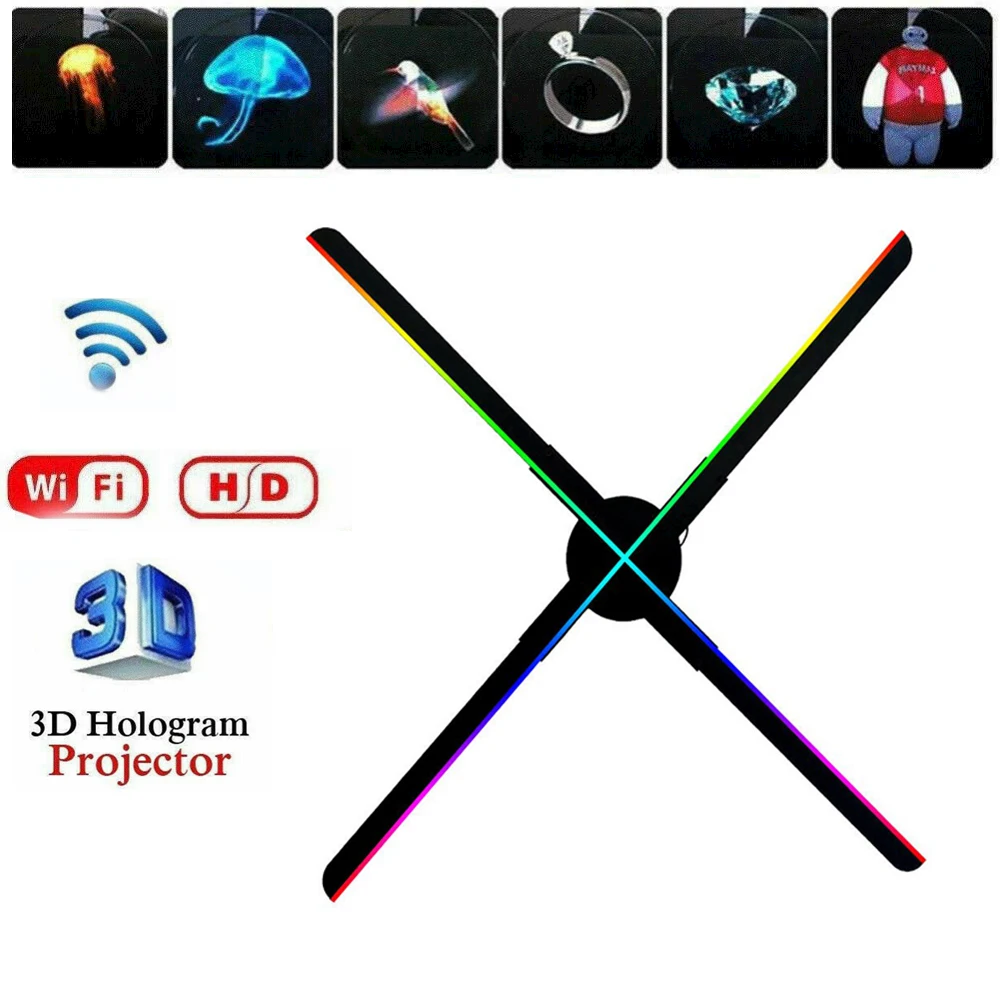 

3D Wifi Holographic Projector 52cm 4fan Blade Signage Advertising Display ​Machine with 8G Memory Support MP4/JPG/GIF/MOV