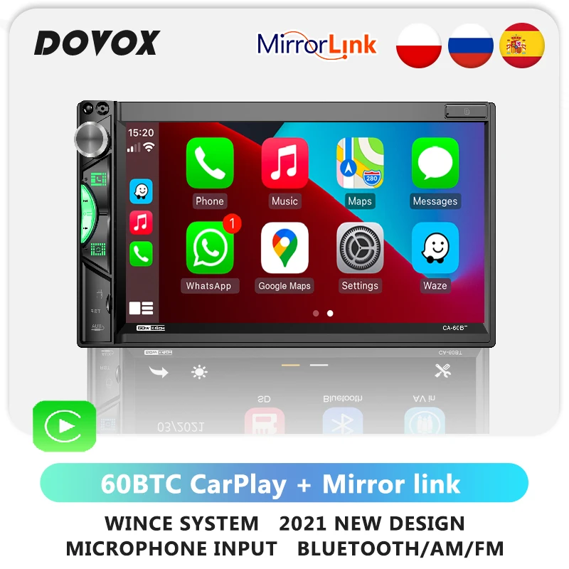 Автомагнитола Apple Carplay 2 Din сенсорный экран MP5 плеер Bluetooth зеркальная связь