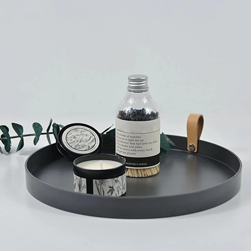 

1 Piece Simple Solid Color Round Storage Tray Portable Bedroom Table Decorative Cosmetics Jewelry Sundries Display Organizer