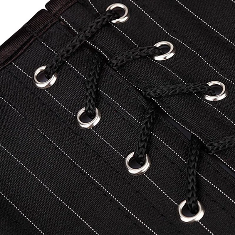 

Bust Striped Over Sexy Black Corset and Mini Skirt Office Lady Fancy Dress Mistress Role Play Costume Plus Queen Size