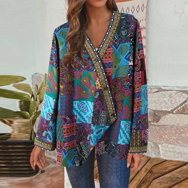 Женский жакет с цветочным принтом длинным рукавом | Женская одежда