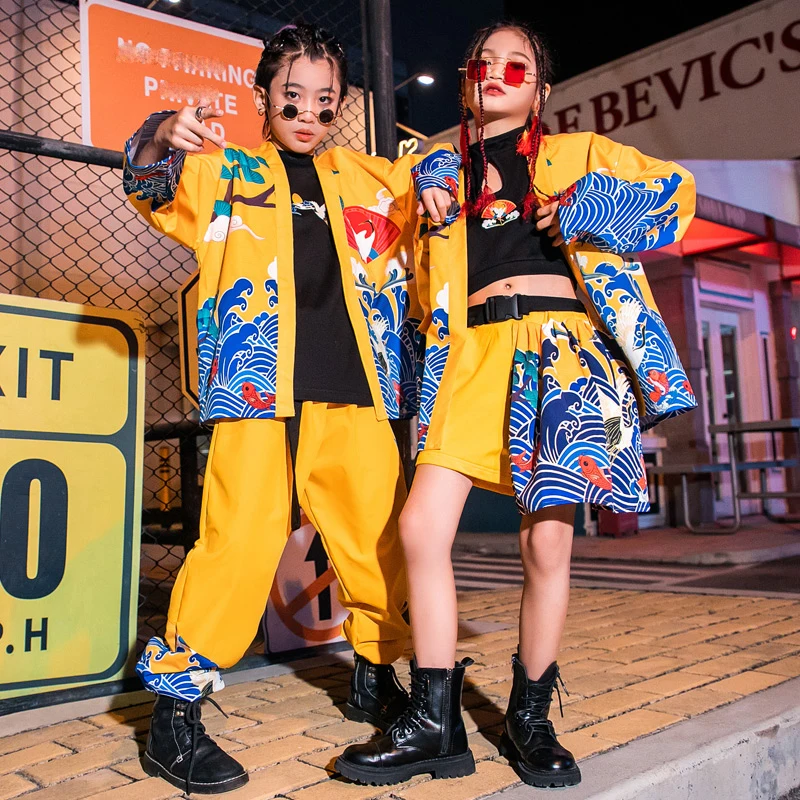 

Chinese Style Jazz Dance Costumes For Kids Loose Hiphop Outfits Children Ballroom Hip Hop Dance Clothes Performance Wear DN10657