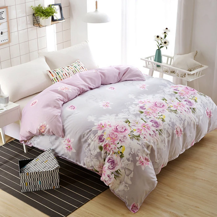 denisroom flower bed linens Simple bedding set fashion bedclothes Duvet Cover sheet and pillowcase Queen king size AW72* | Дом и сад