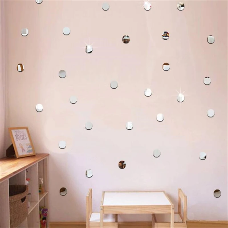 Modern Round Stickers Decal Mirror Effect Wall Background Home Decor(50/100pcs) New Creative Sticker For Livingroom | Дом и сад