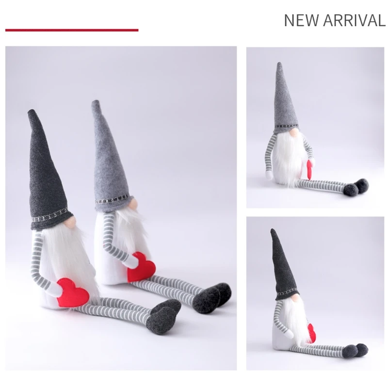 

Valentine's Day Gnome Plush Faceless Doll Decorations Long Leg Design Valentines Dome Table Home Decor