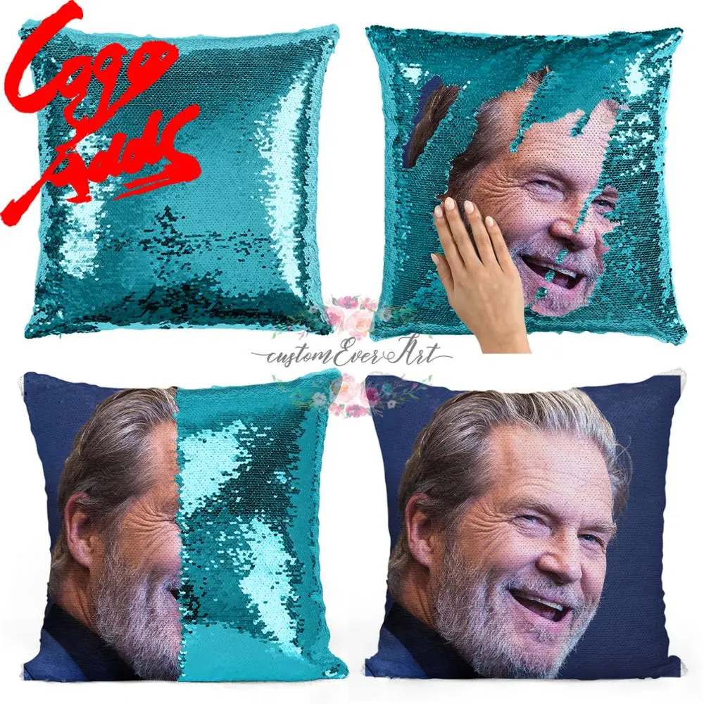 

Jeff Bridges sequin pillow | sequin Pillowcase | Two color pillow | gift for her | gift for him | pillow | magic pillow