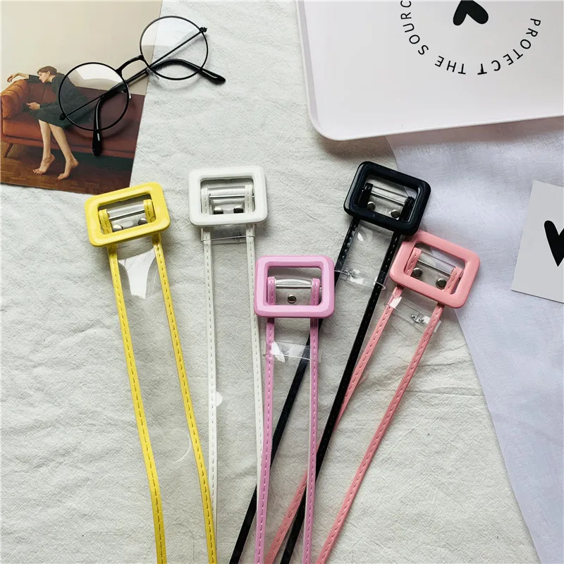 

New Transparent Belt Square Buckle Belt Women Jelly PVC Women Korean All-Match Trouser Belt