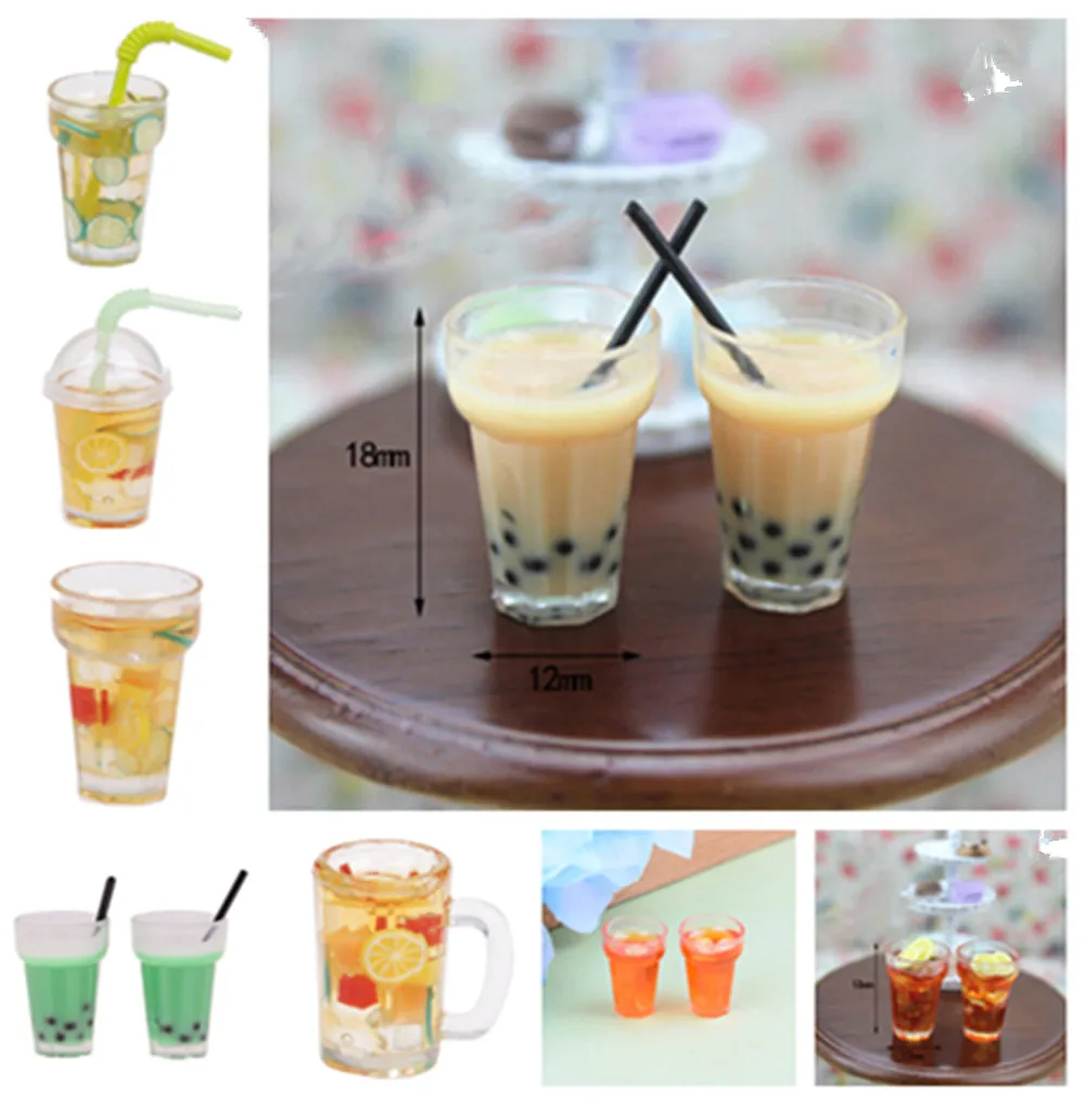 

1/2x Miniature Milk Tea Drink Mini Lemon Tea for 1:12 Miniatural Dollhouse Kitchen Furniture Toys Accessories Toys for children