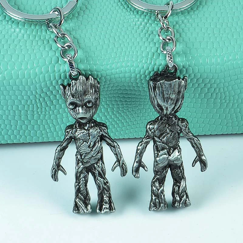 Handmade Alloy Keychain Home Decoration Figurines Anime Groot Baby Tree Miniature Model Vintage Bronze Silver Ornaments Crafts | Дом и сад